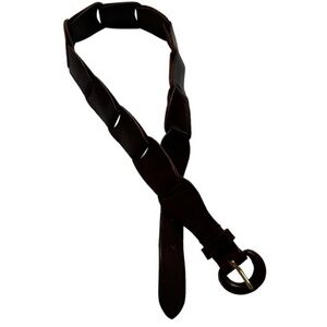 Brown Italian Leather Women's Looped Belt, Medium